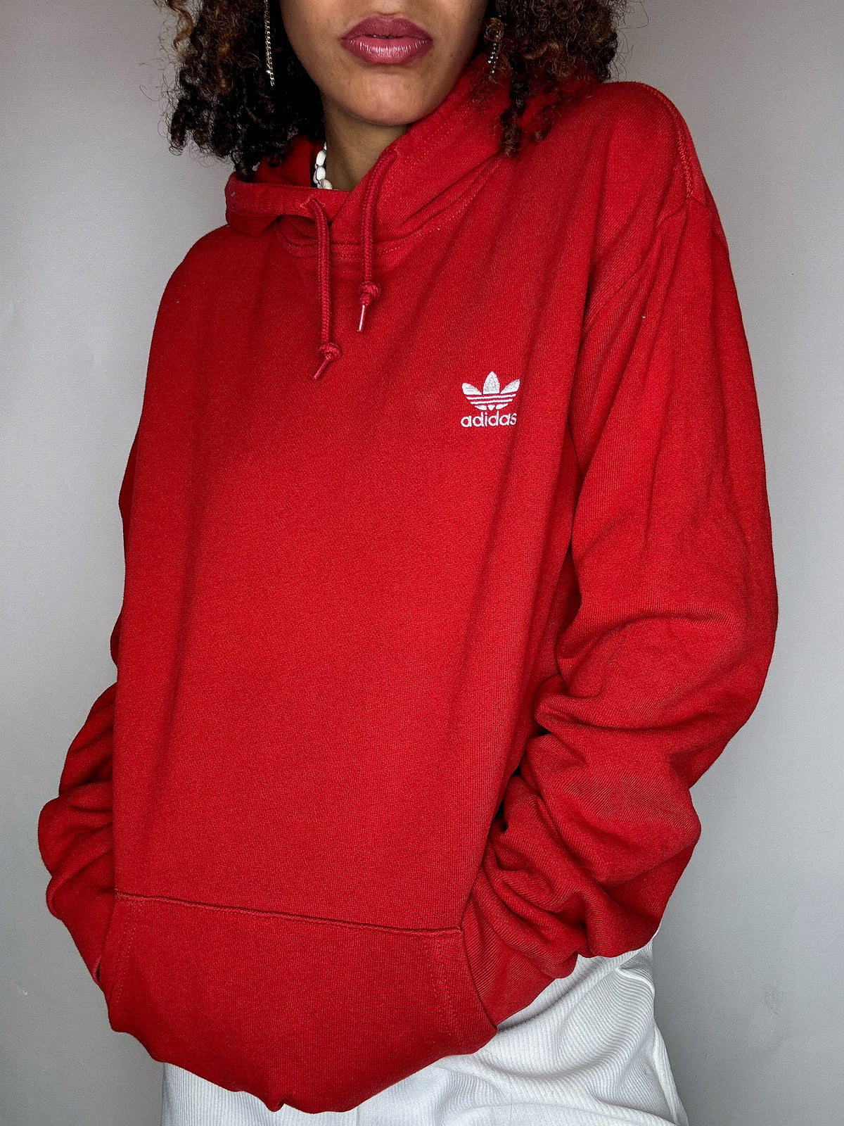 Sweat à capuche rouge ADIDAS L vintage