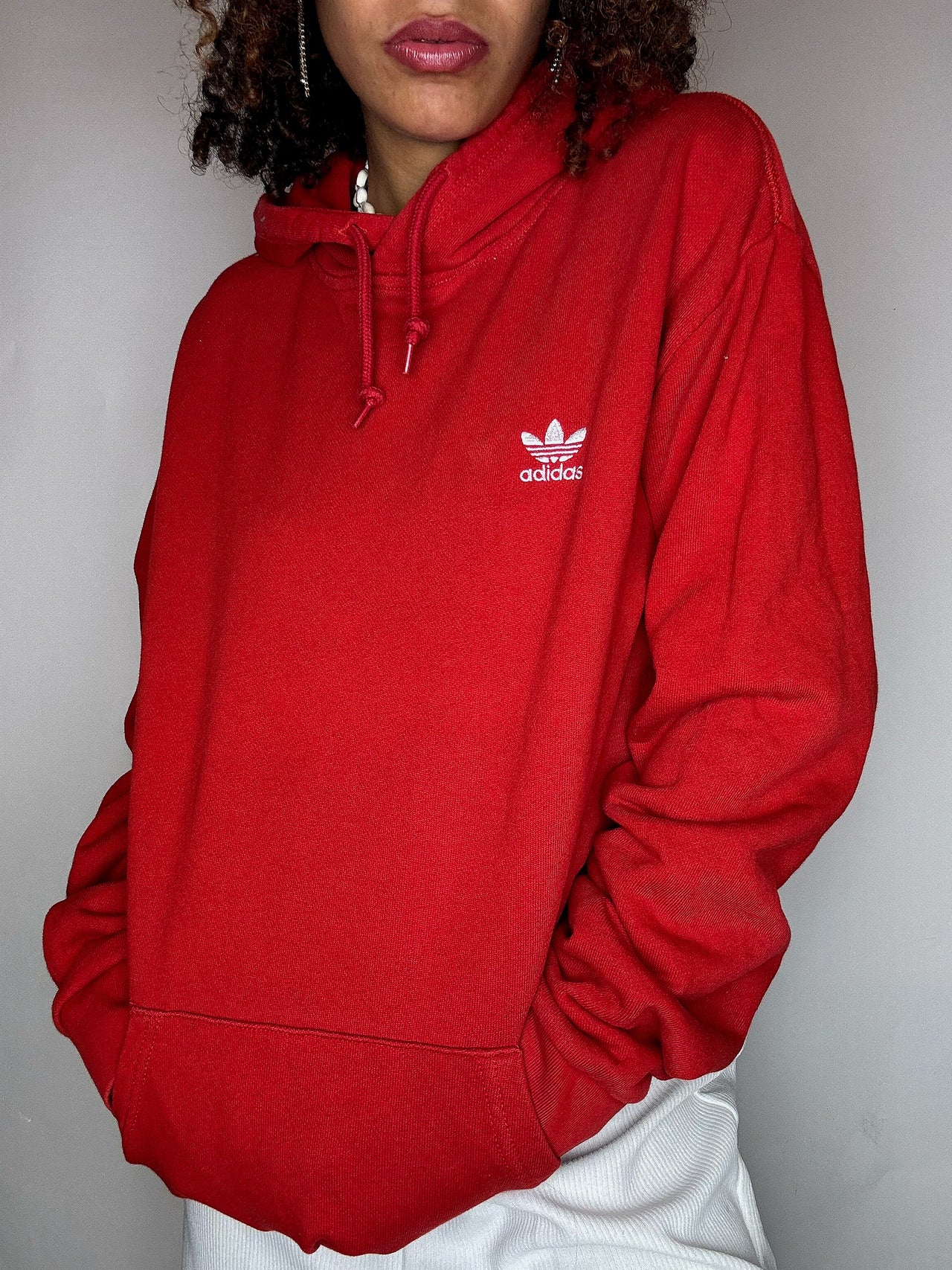 Sweat à capuche rouge ADIDAS L vintage