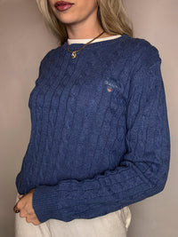 Vintage navy argyl knit sweater L