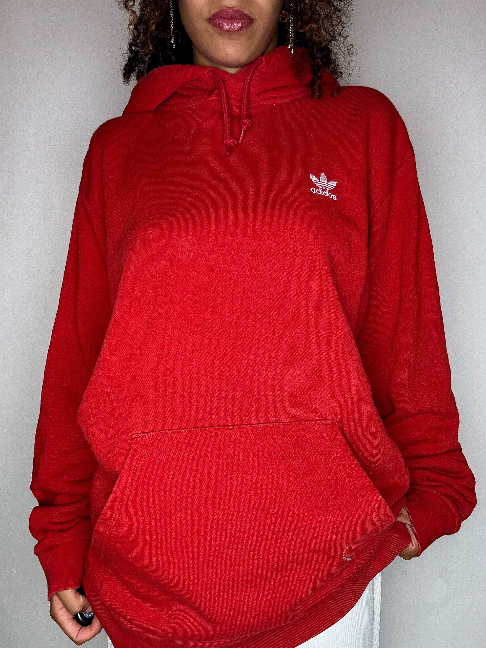 Sweat à capuche rouge ADIDAS L vintage