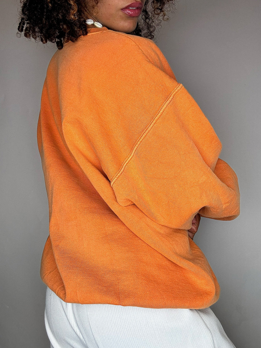 Vintage XL orangefarbenes Sweatshirt mit Rundhalsausschnitt