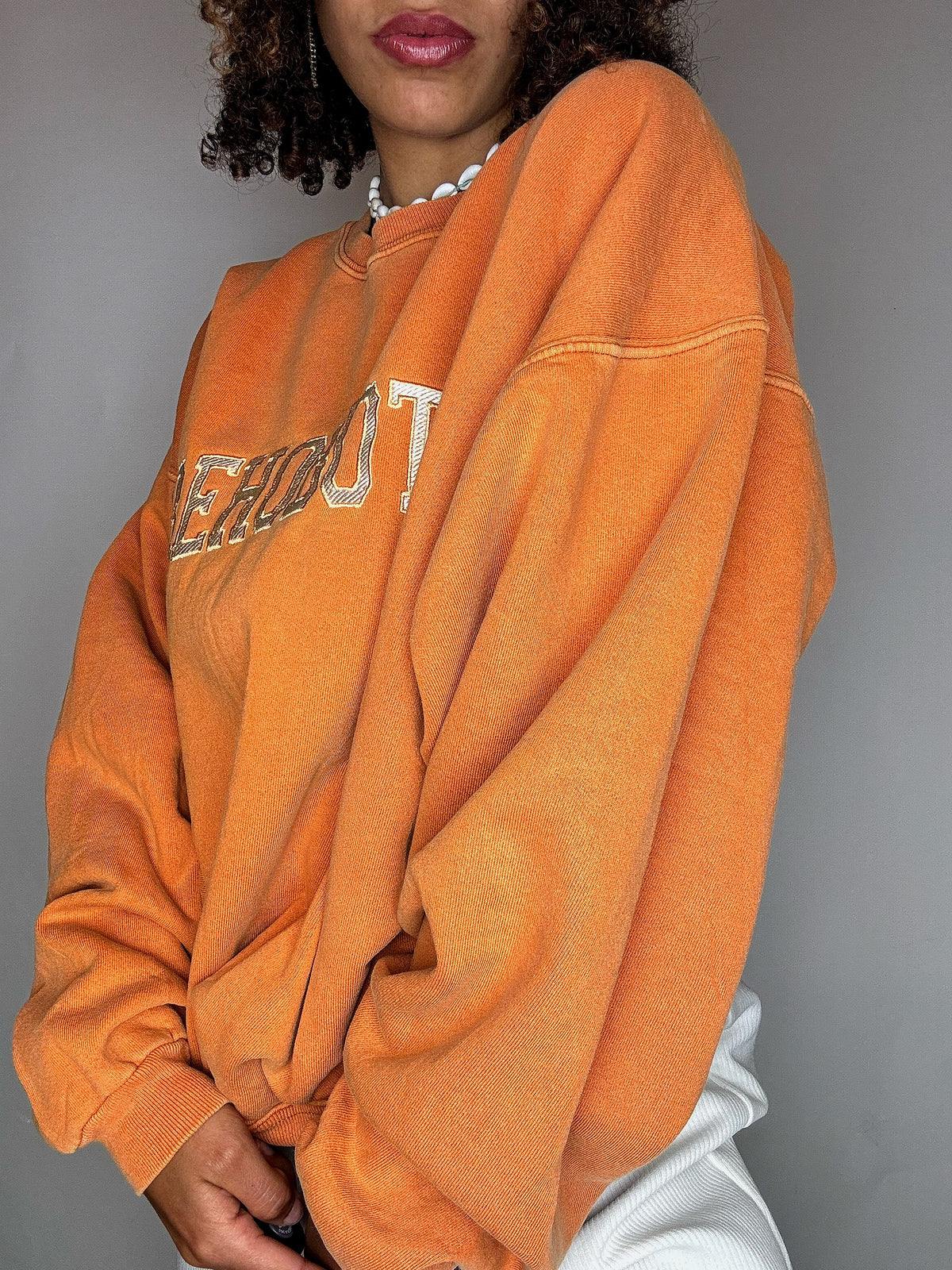 Vintage XL orangefarbenes Sweatshirt mit Rundhalsausschnitt