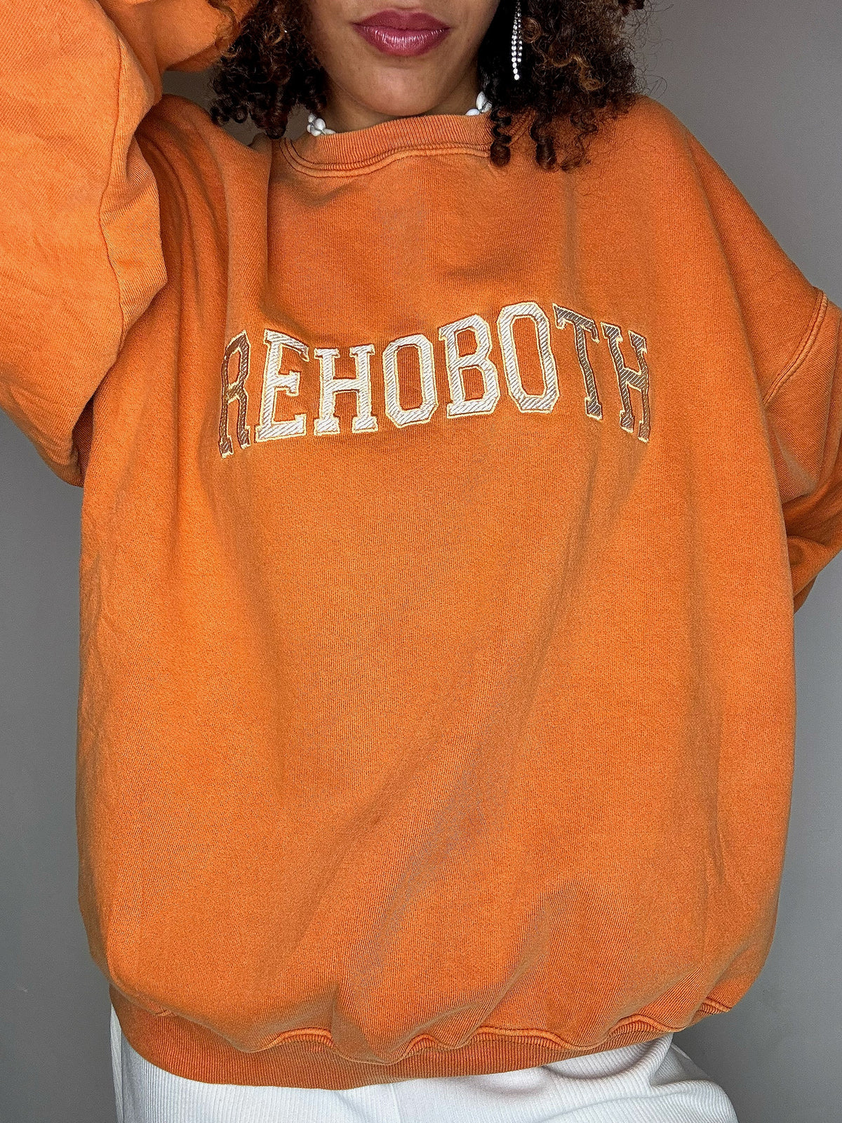 Vintage XL orangefarbenes Sweatshirt mit Rundhalsausschnitt