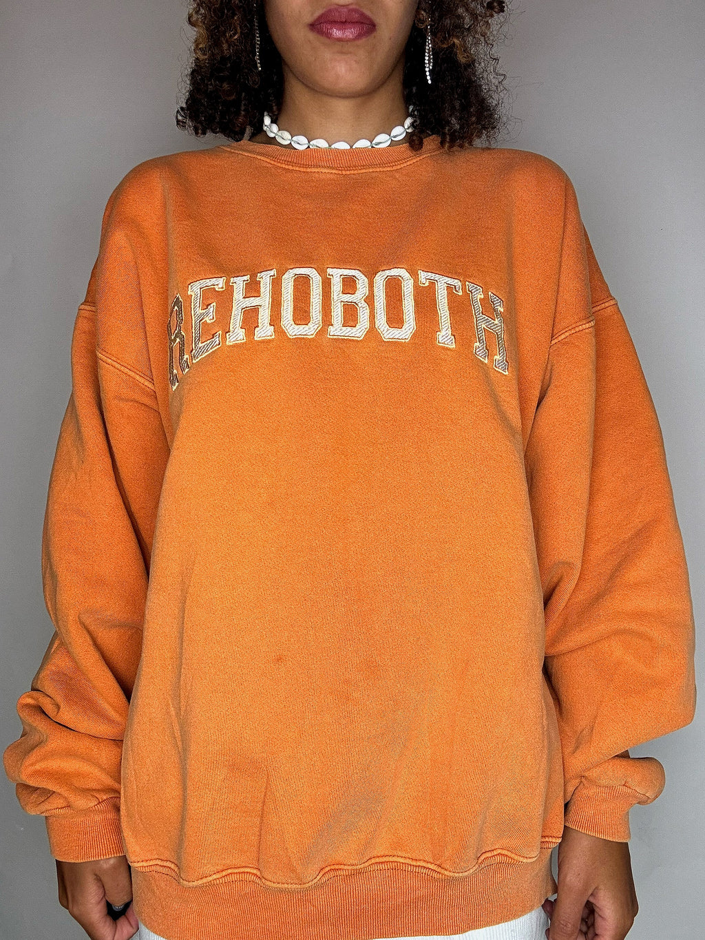Vintage XL orangefarbenes Sweatshirt mit Rundhalsausschnitt