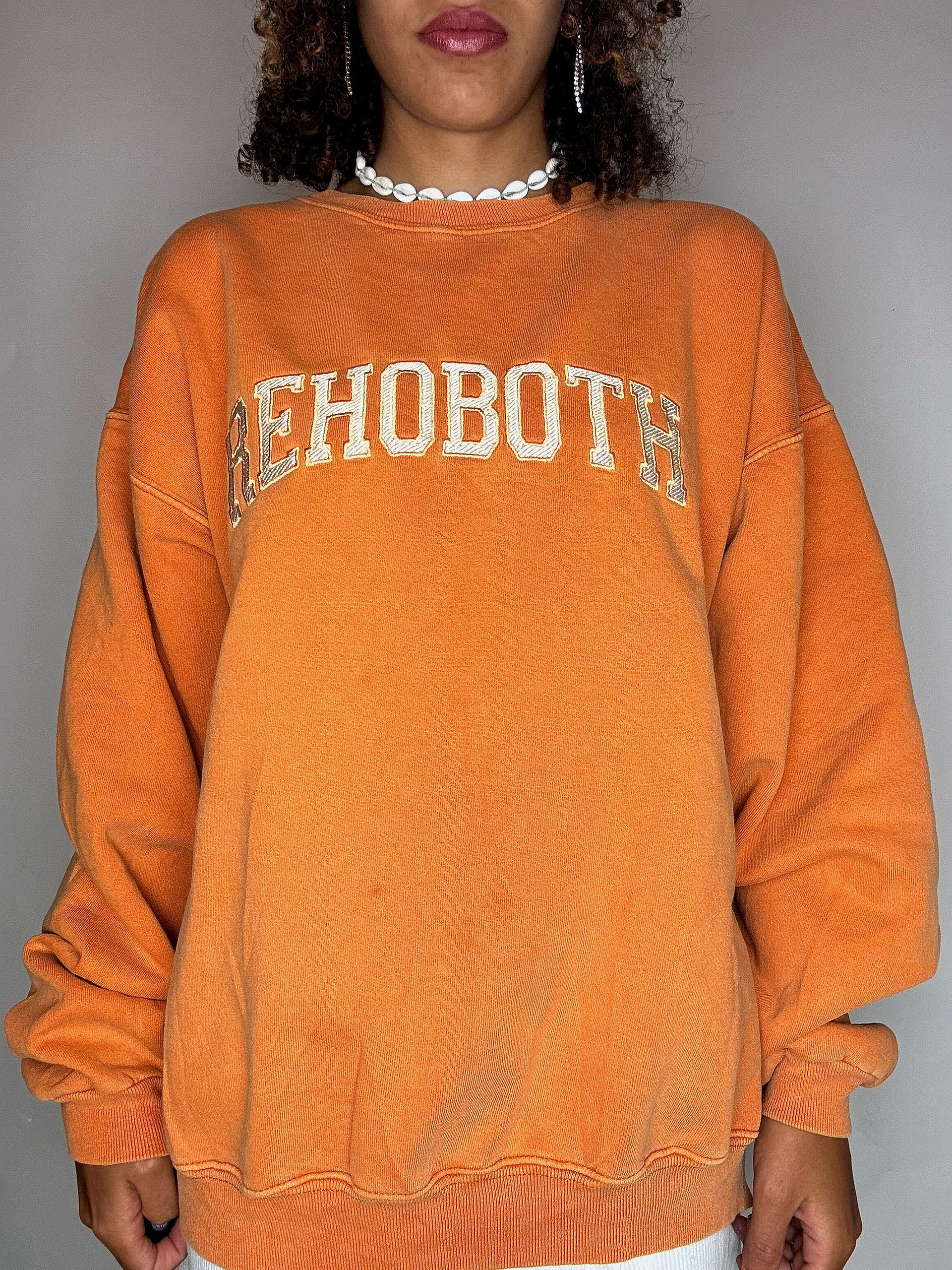 Vintage XL orangefarbenes Sweatshirt mit Rundhalsausschnitt