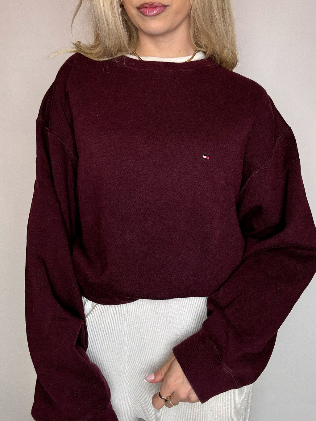 Sweat à col rond bordaux TOMMY HILFIGER L vintage