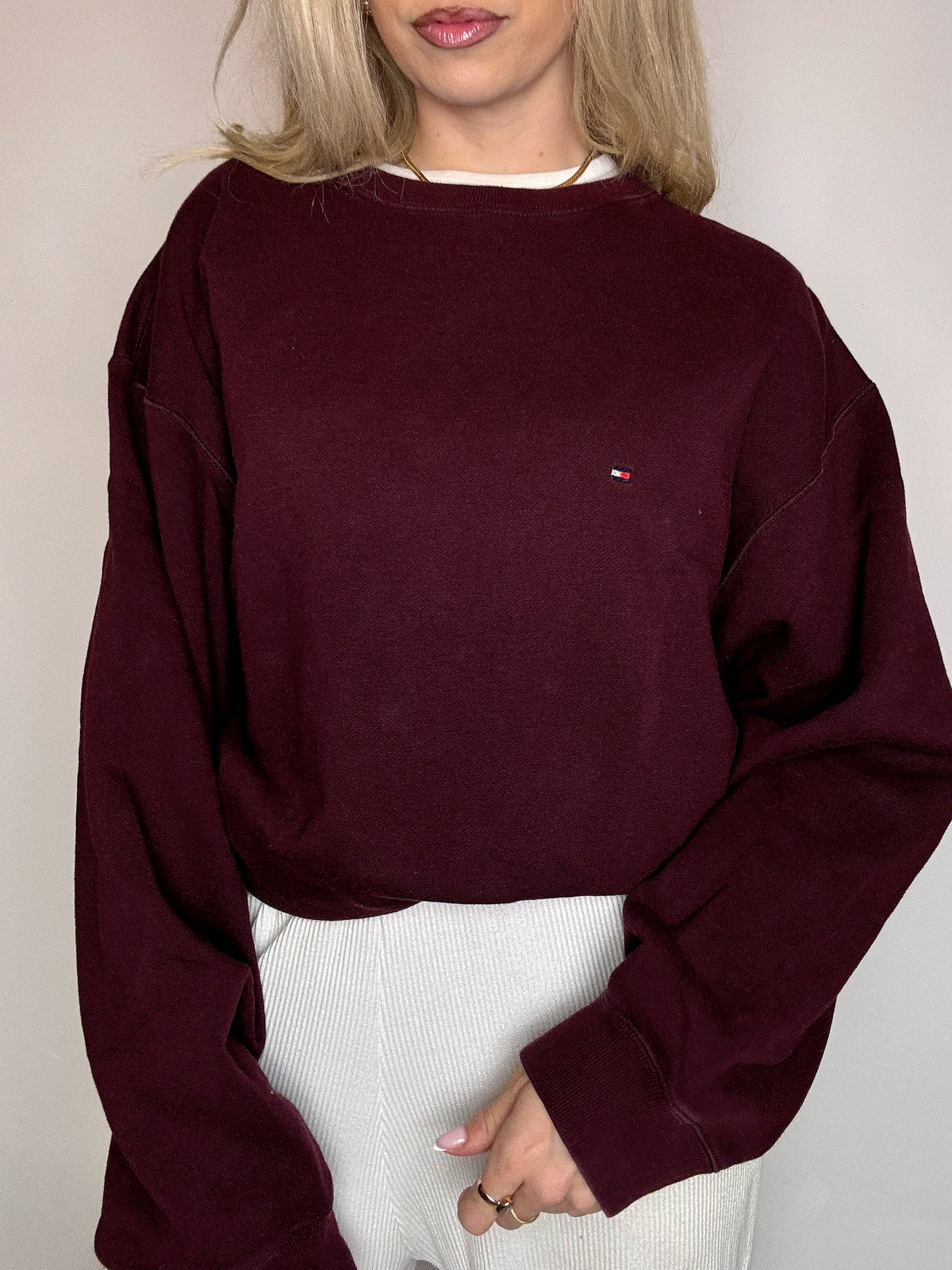 Sweat à col rond bordaux TOMMY HILFIGER L vintage