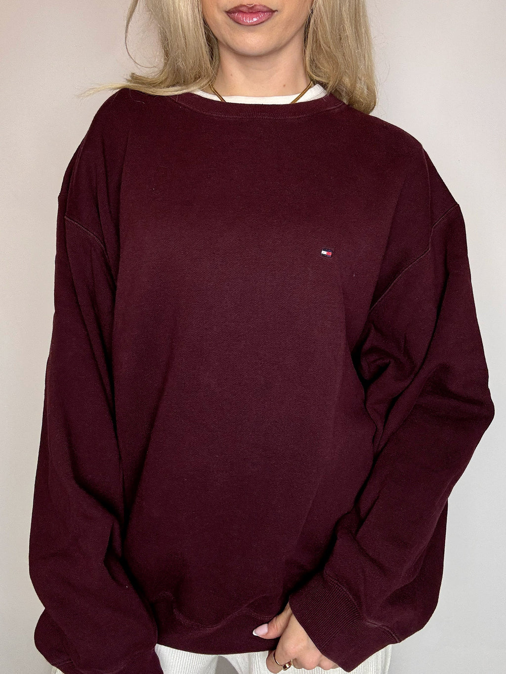 Sweat à col rond bordaux TOMMY HILFIGER L vintage