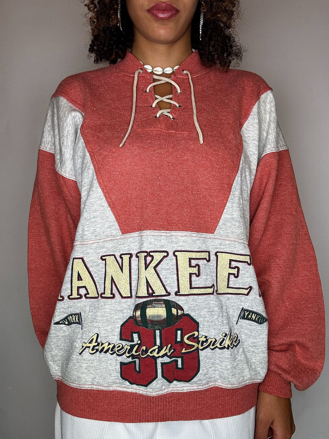 Sweat à capuche saumon L vintage