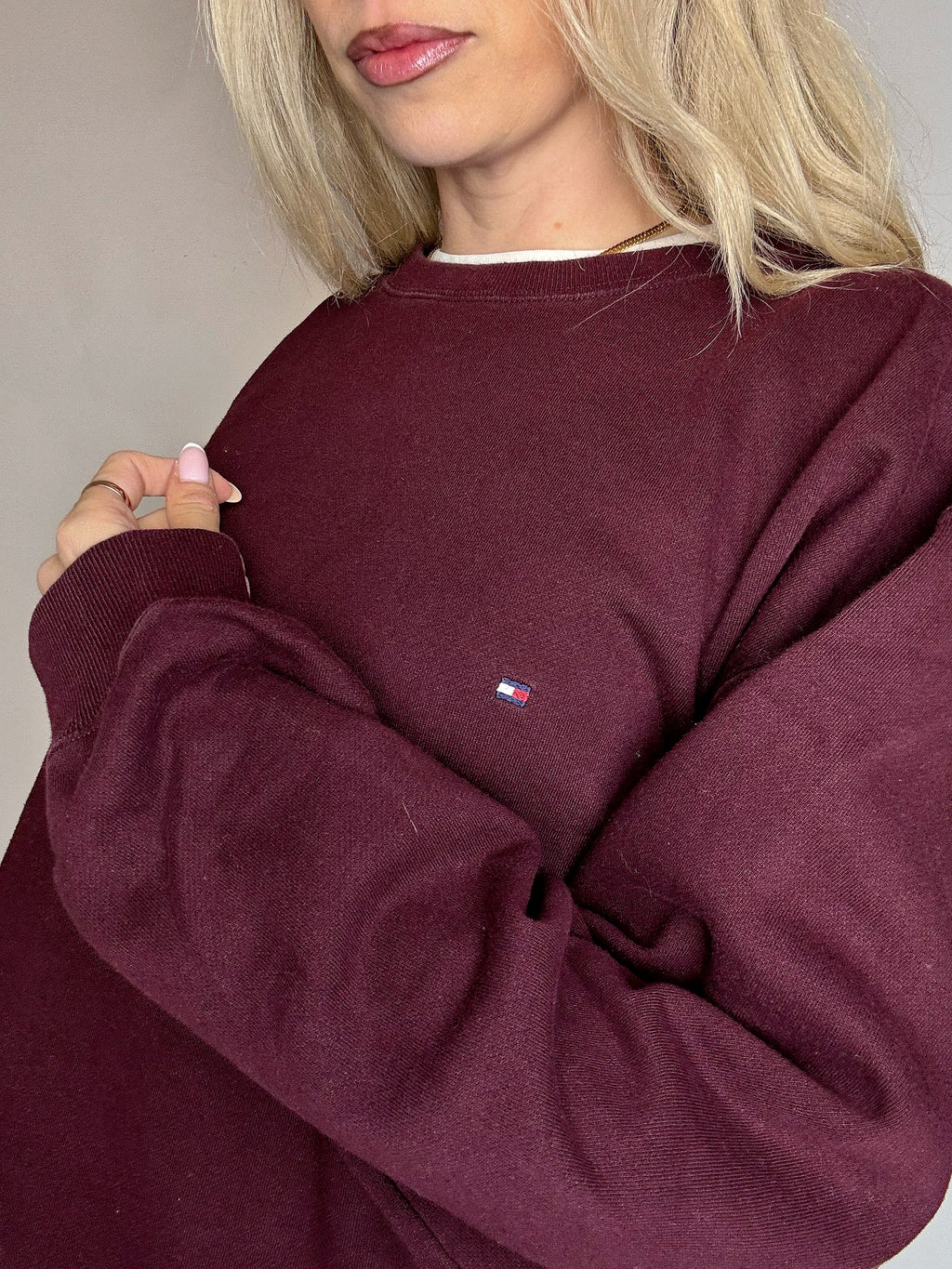 Sweat à col rond bordaux TOMMY HILFIGER L vintage