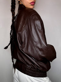 Vintage-Lederjacke in Braun, Größe M/L