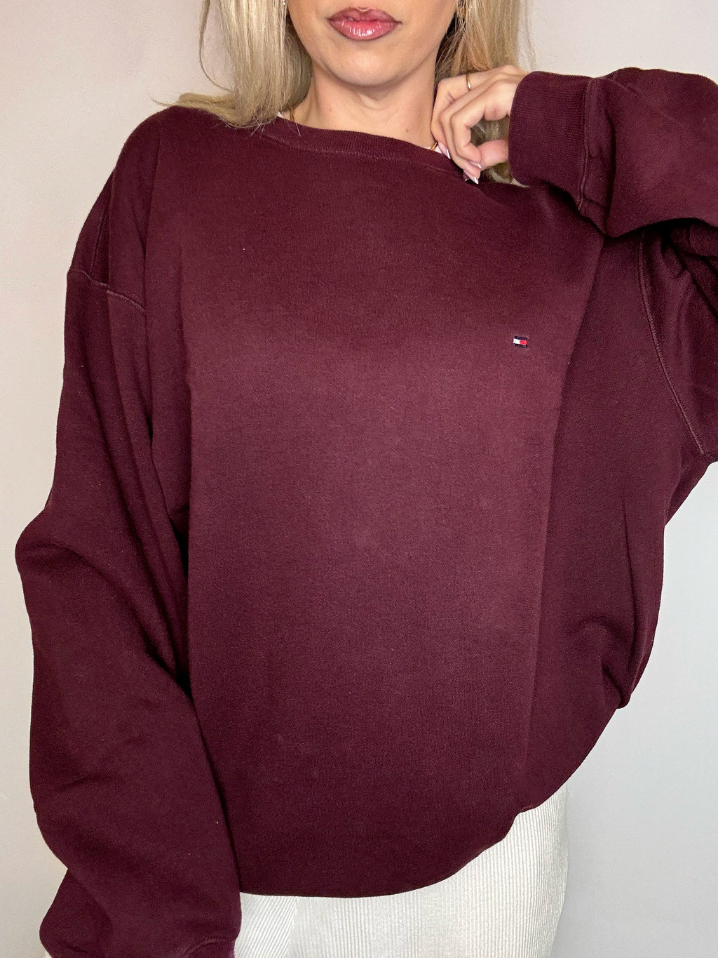 Sweat à col rond bordaux TOMMY HILFIGER L vintage