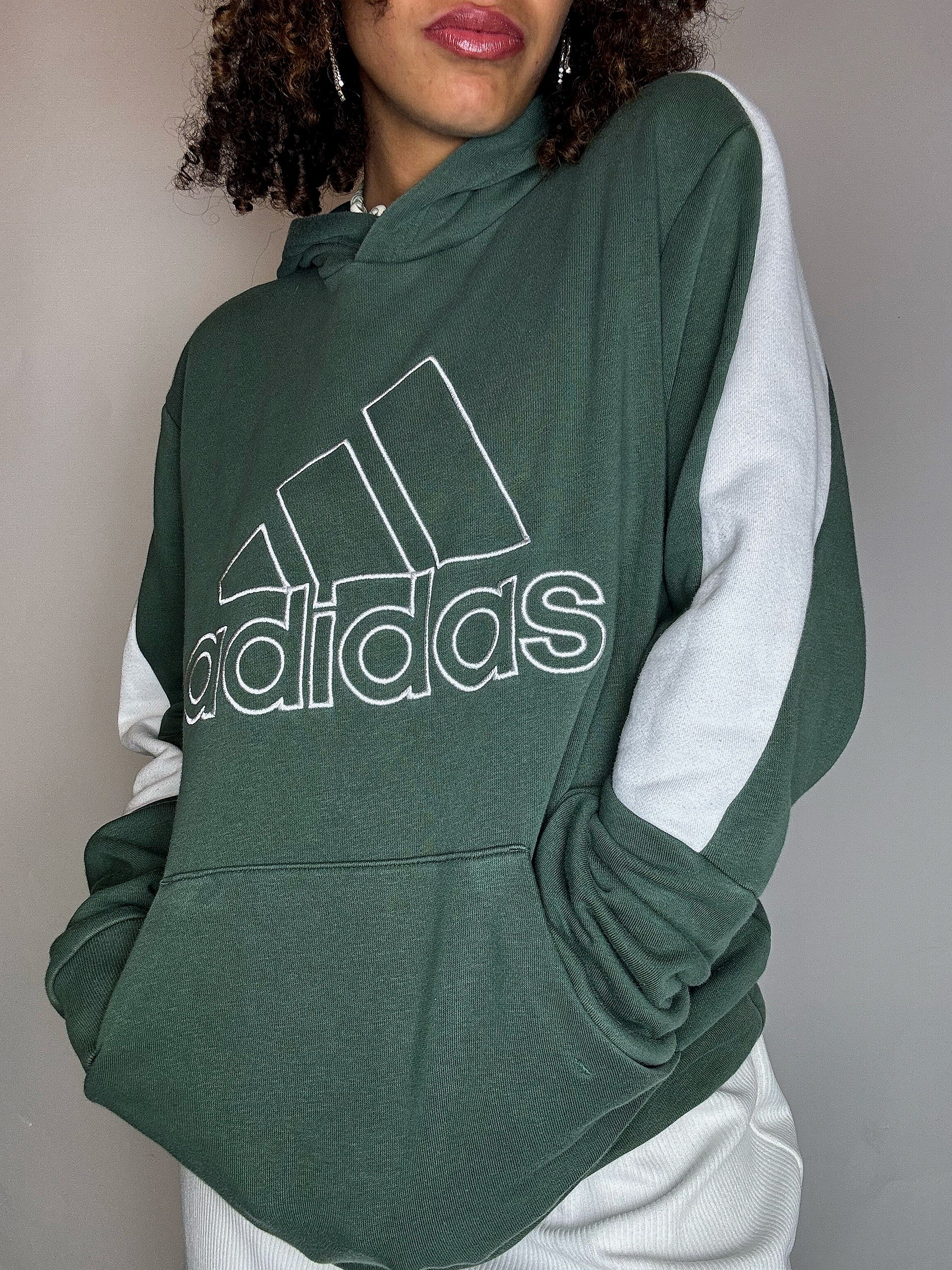 Vintage Adidas Khaki Hoodie, Größe S