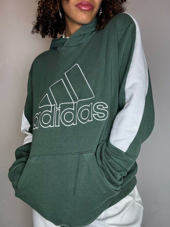 Sweat à capuche kaki ADIDAS S vintage