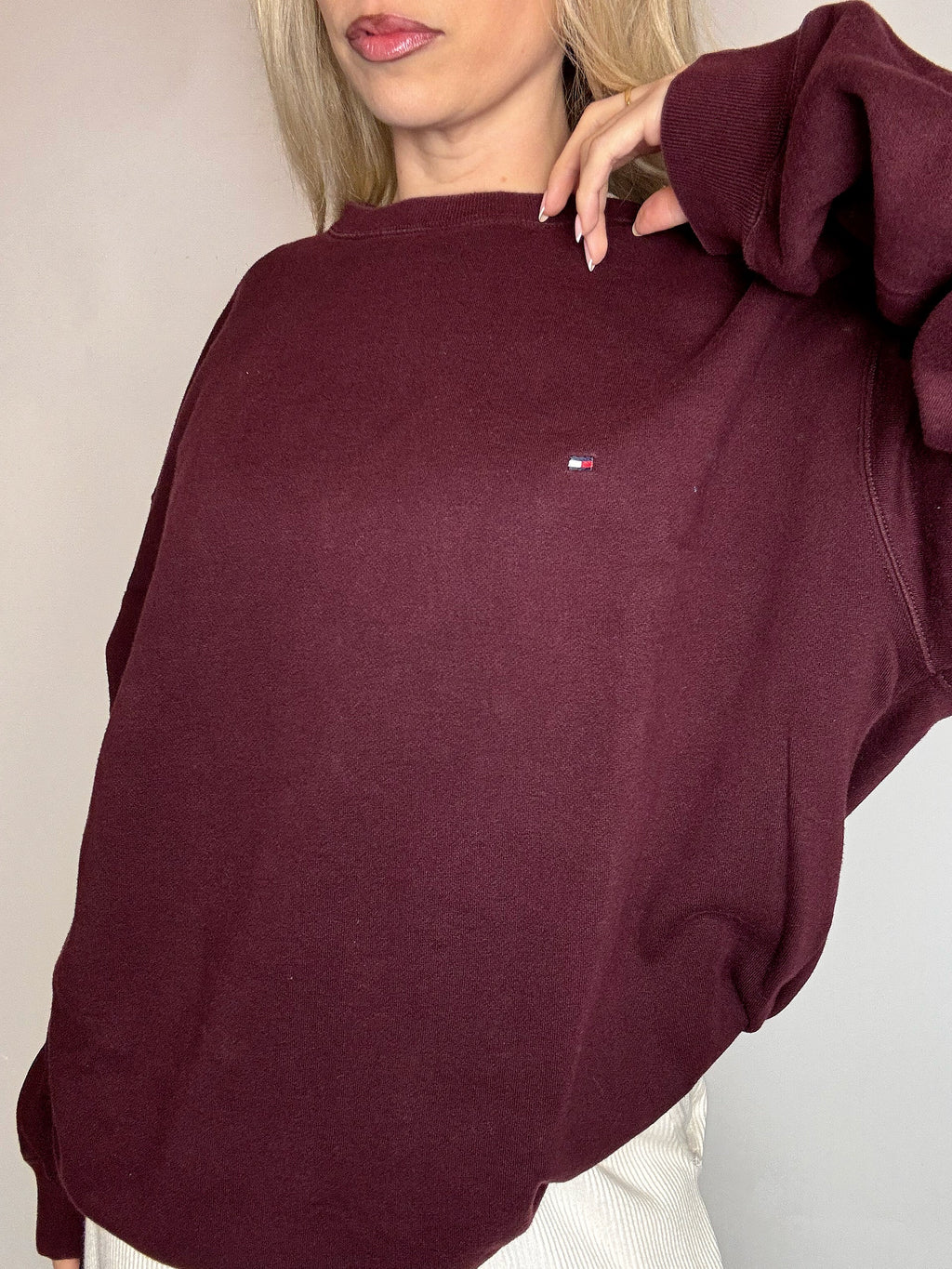 Sweat à col rond bordaux TOMMY HILFIGER L vintage