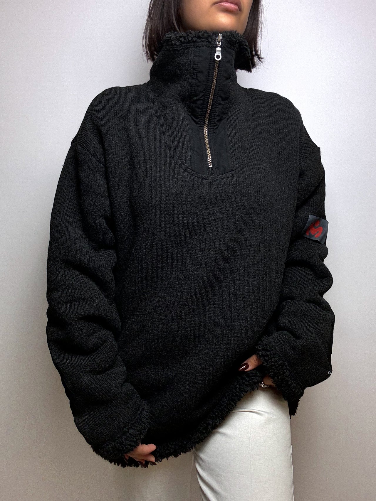 Vintage black fur lined fleece L/XL 