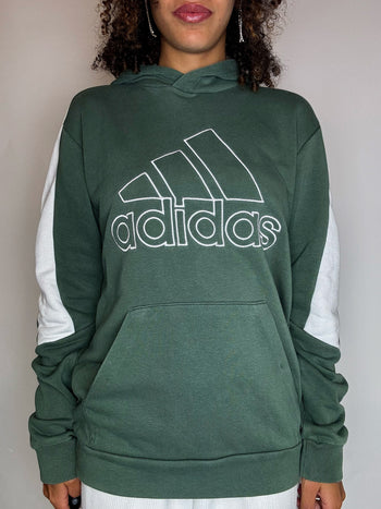 Sweat à capuche kaki ADIDAS S vintage