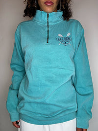 Vintage-Sweatshirt mit Rollkragen in Türkis, Größe S