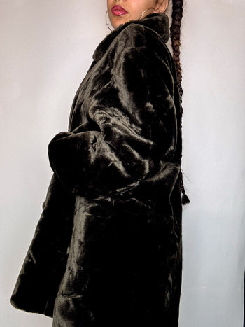 Manteau en fausse fourrure brune S/M vintage
