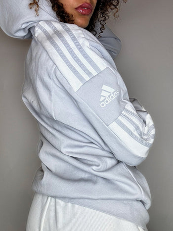 Sweat à capuche gris clair ADIDAS L vintage