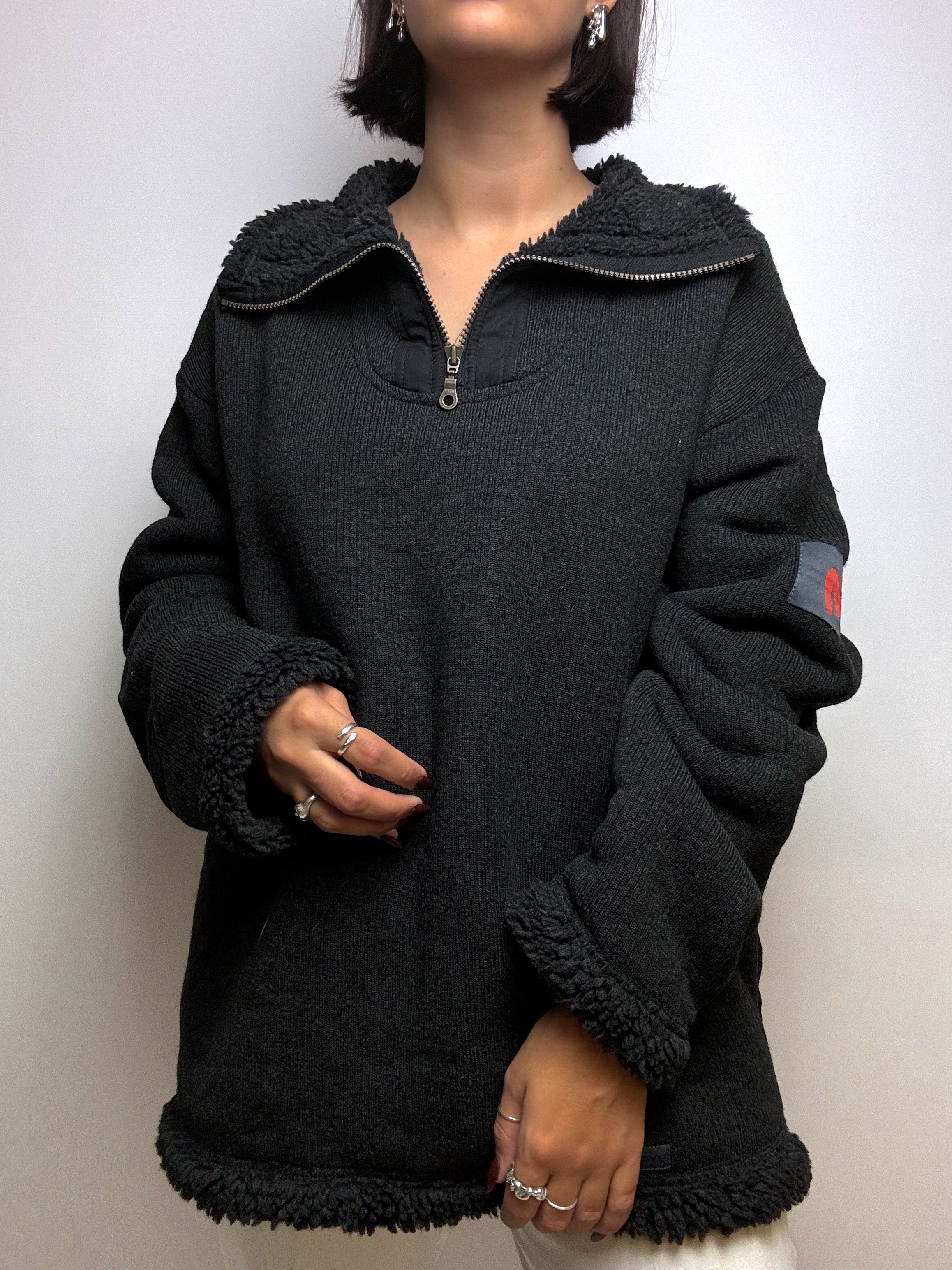 Vintage black fur lined fleece L/XL 
