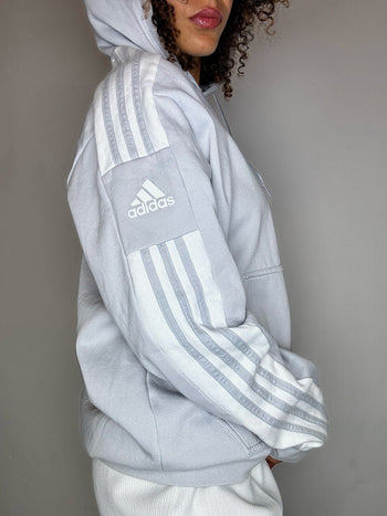 Sweat à capuche gris clair ADIDAS L vintage
