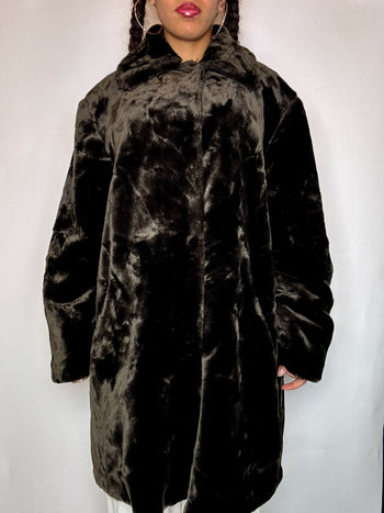Manteau en fausse fourrure brune S/M vintage
