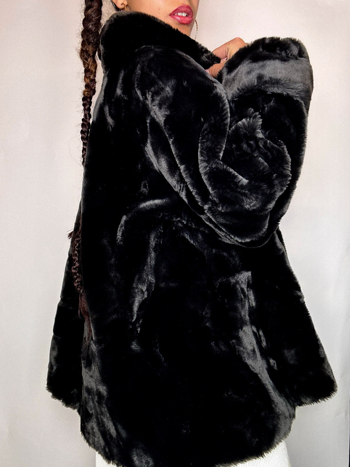 Manteau en fausse fourrure brune M vintage