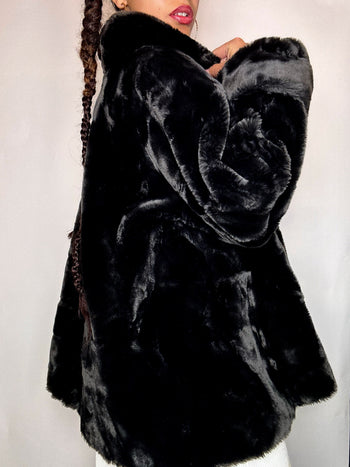 Manteau en fausse fourrure brune M vintage