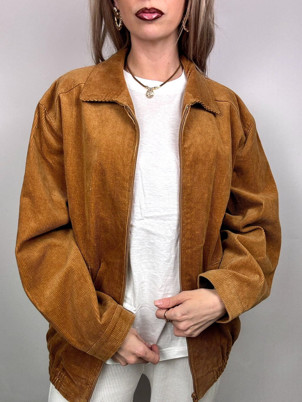 Vintage camel corduroy lined jacket L/XL