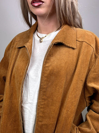 Veste doublée en velours cotelé camel L/XL vintage