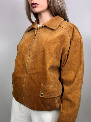 Veste doublée en velours cotelé camel L/XL vintage