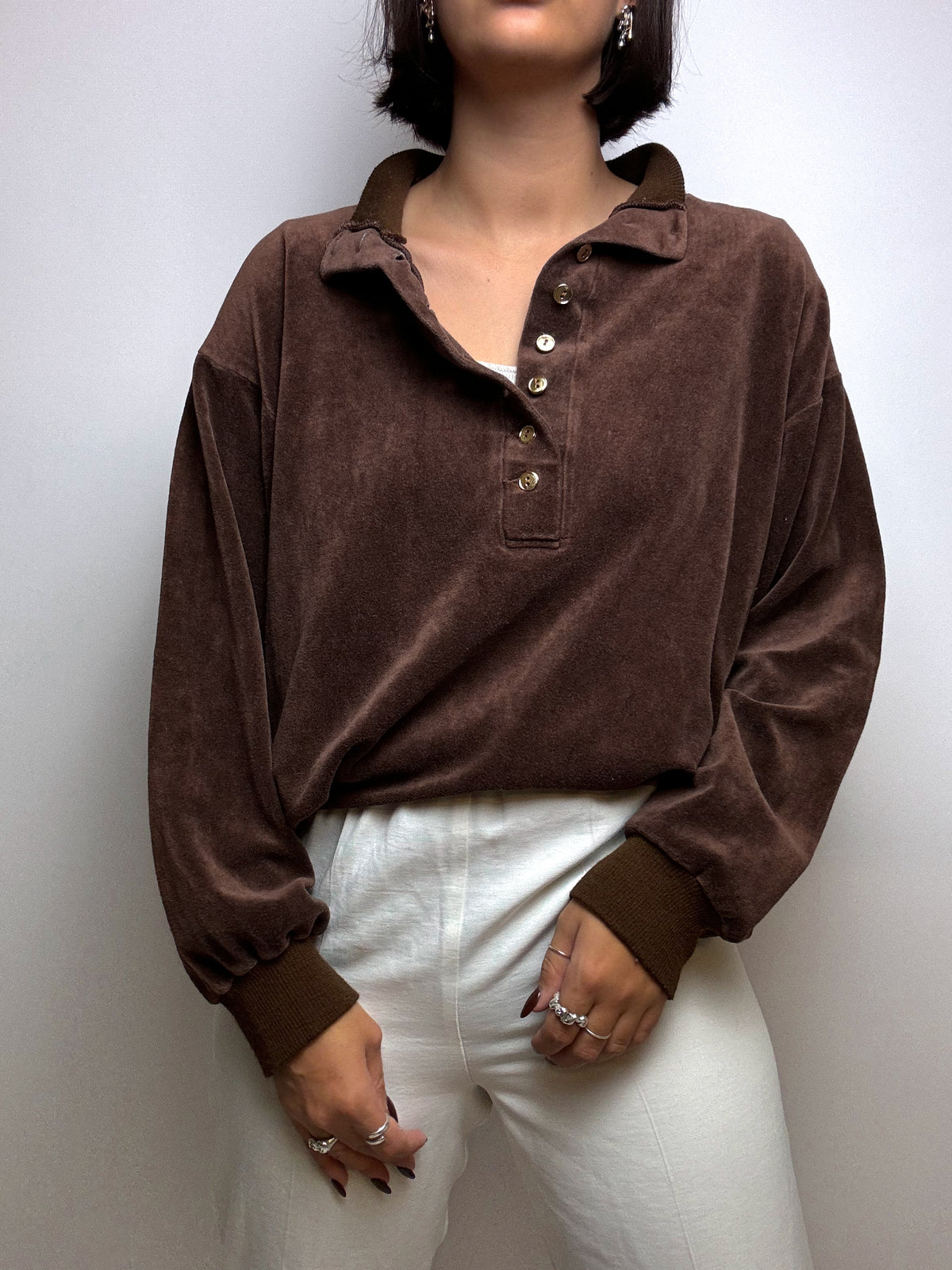 Vintage brown velvet sweater M 