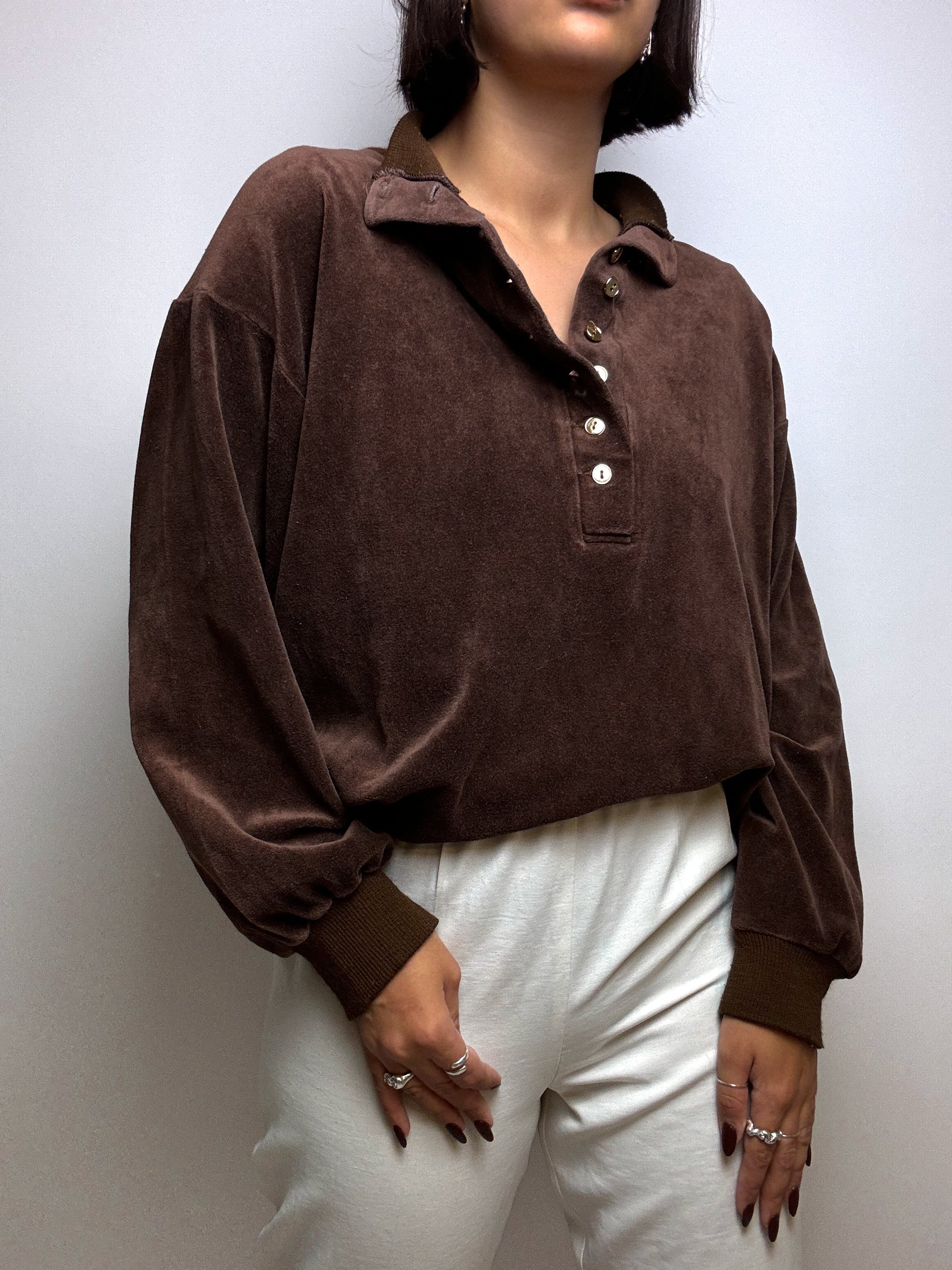 Vintage brown velvet sweater M 