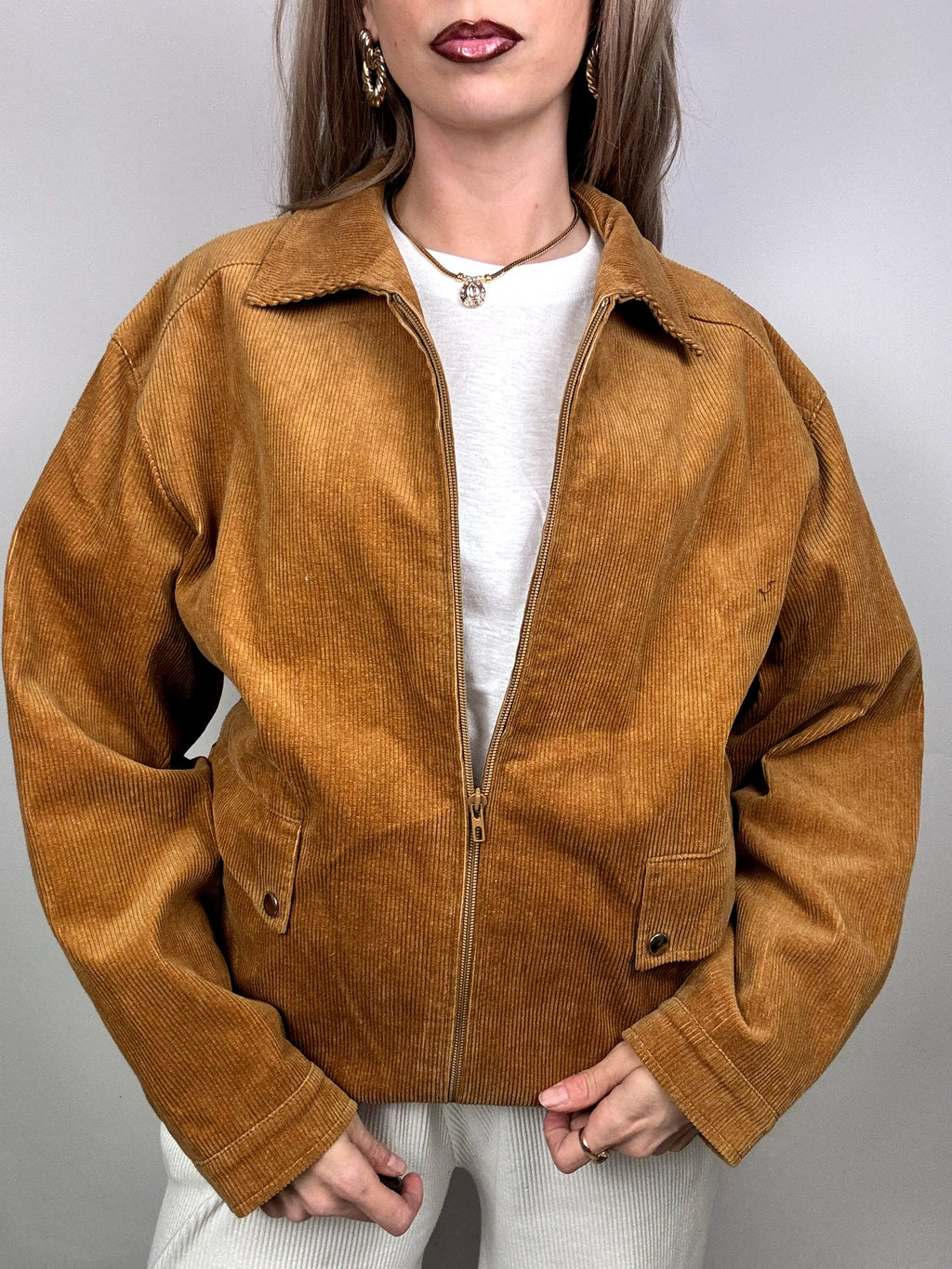 Vintage camel corduroy lined jacket L/XL