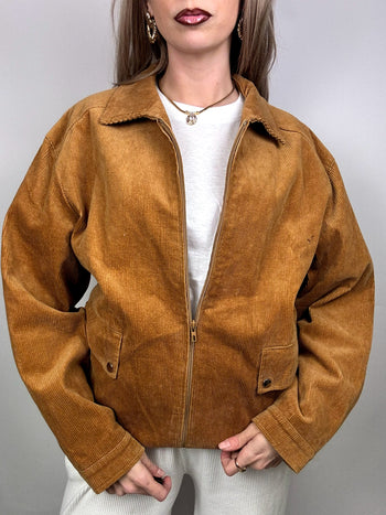 Veste doublée en velours cotelé camel L/XL vintage