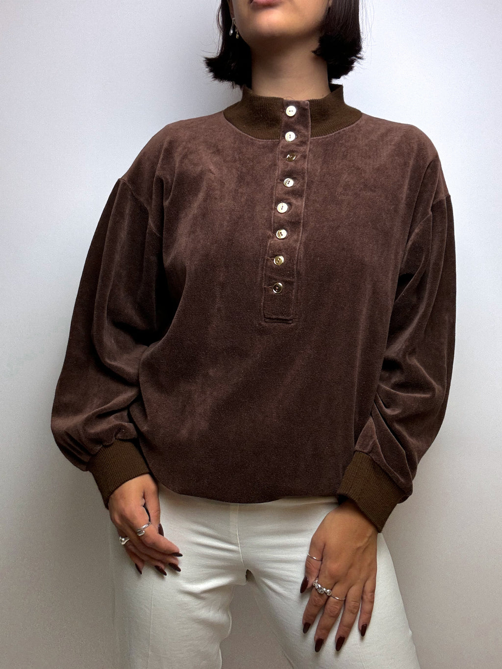 Vintage brown velvet sweater M 