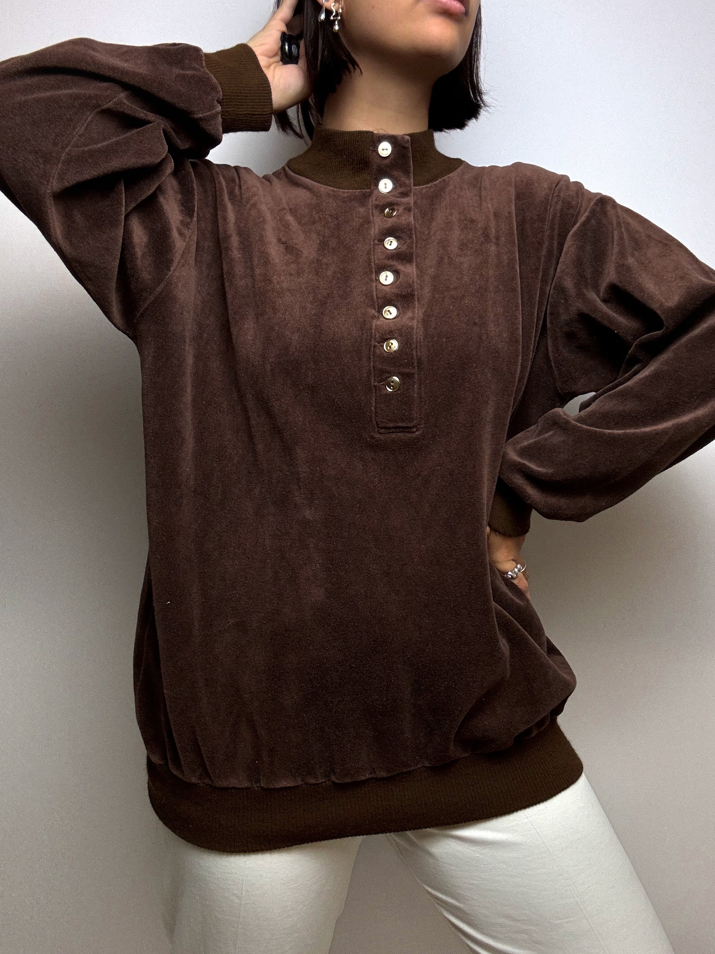 Vintage brown velvet sweater M 