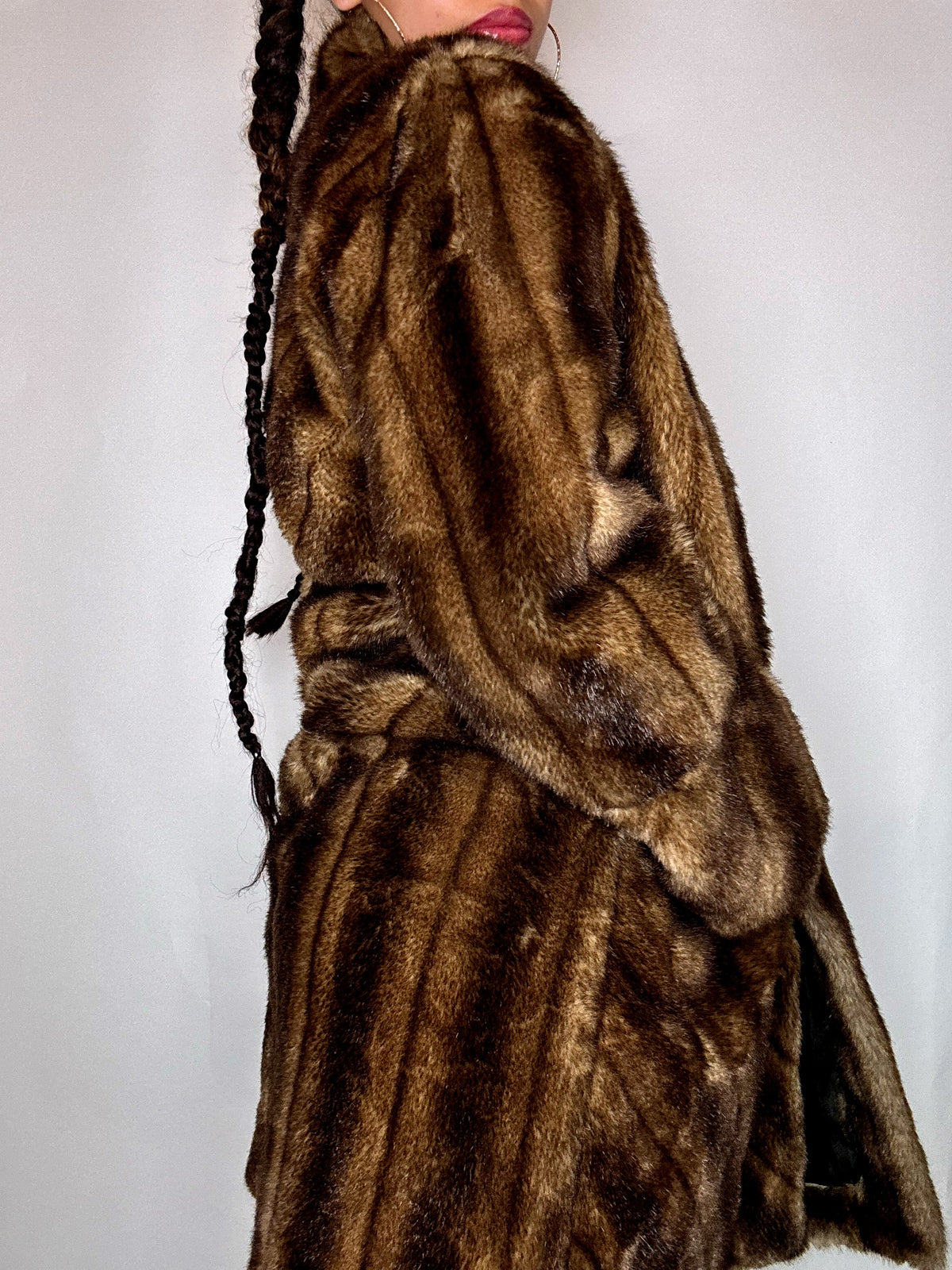 Manteau en fausse fourrure brun M/L vintage
