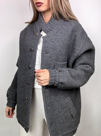 Vintage XL gray wool bomber jacket