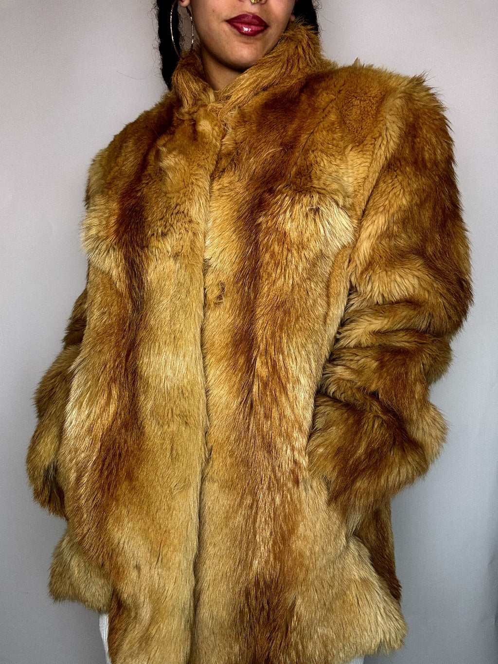 Echtpelz Beige Gold M/L Vintage