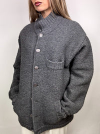 Vintage XL gray wool bomber jacket