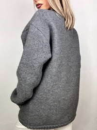 Vintage XL gray wool bomber jacket