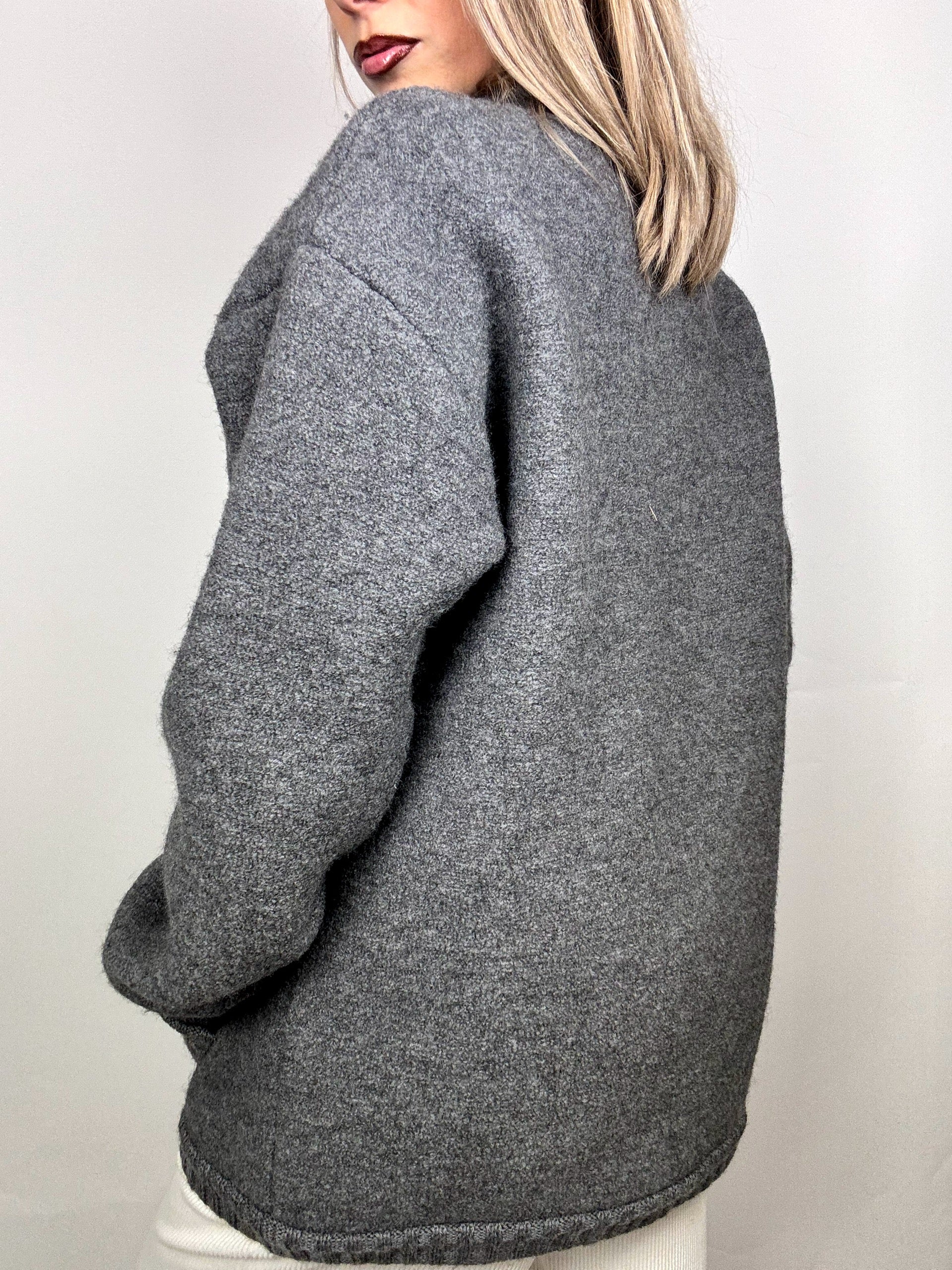 Vintage XL gray wool bomber jacket
