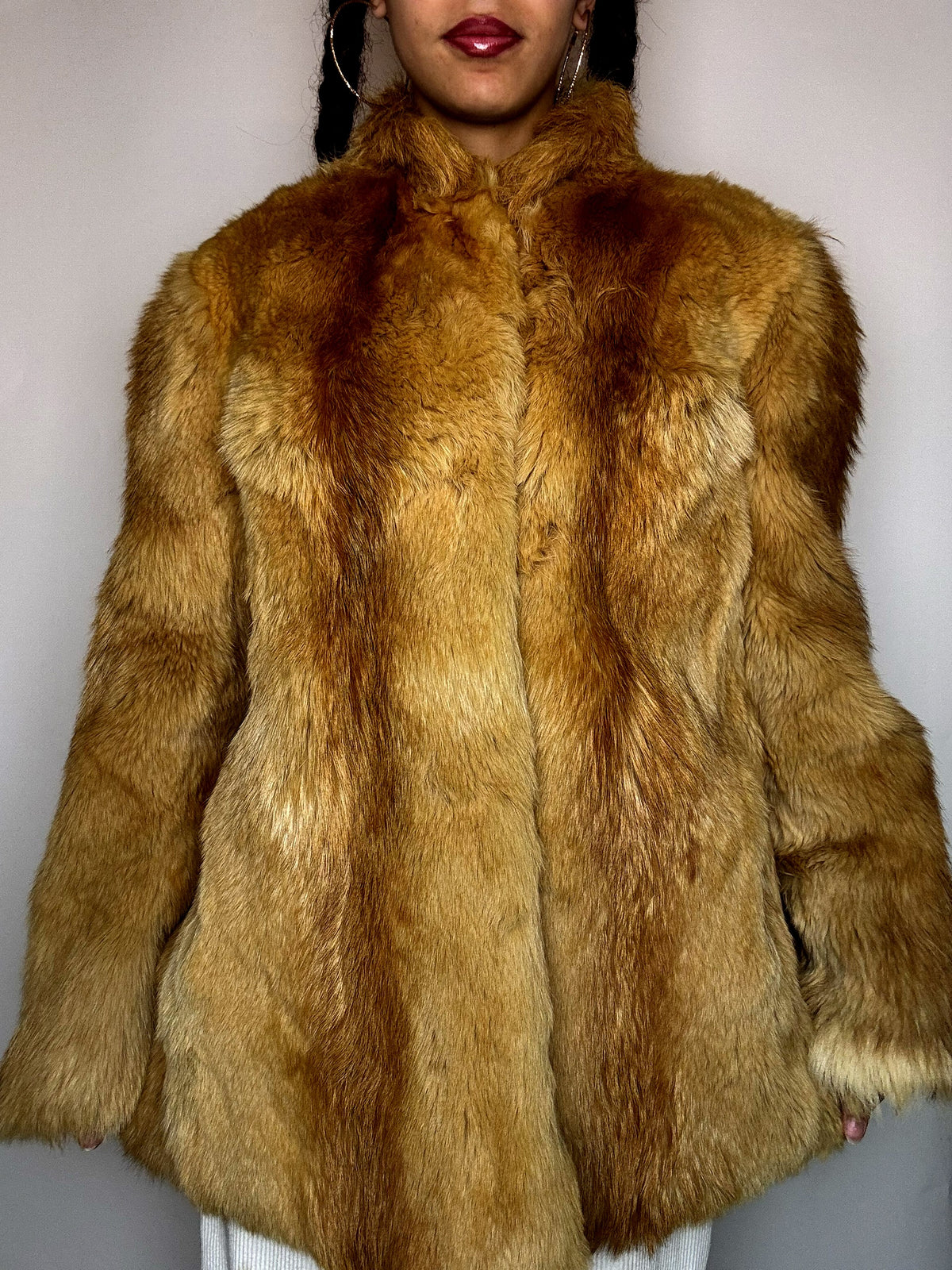 Echtpelz Beige Gold M/L Vintage