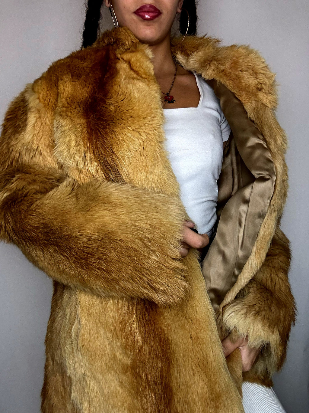 Echtpelz Beige Gold M/L Vintage