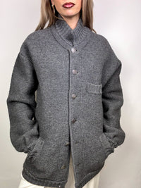 Vintage XL gray wool bomber jacket