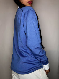 Pull col V motif argyle bleu XL vintage