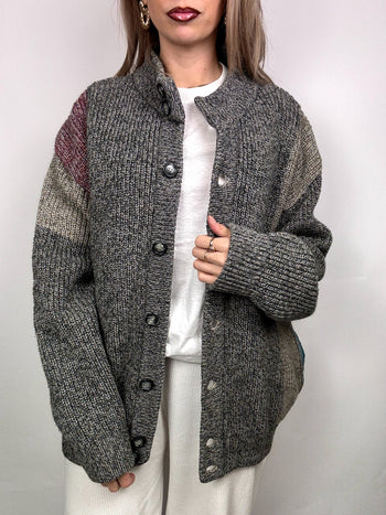 Bomber en laine gris XL vintage