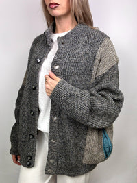 Vintage XL graue Bomberjacke aus Wolle